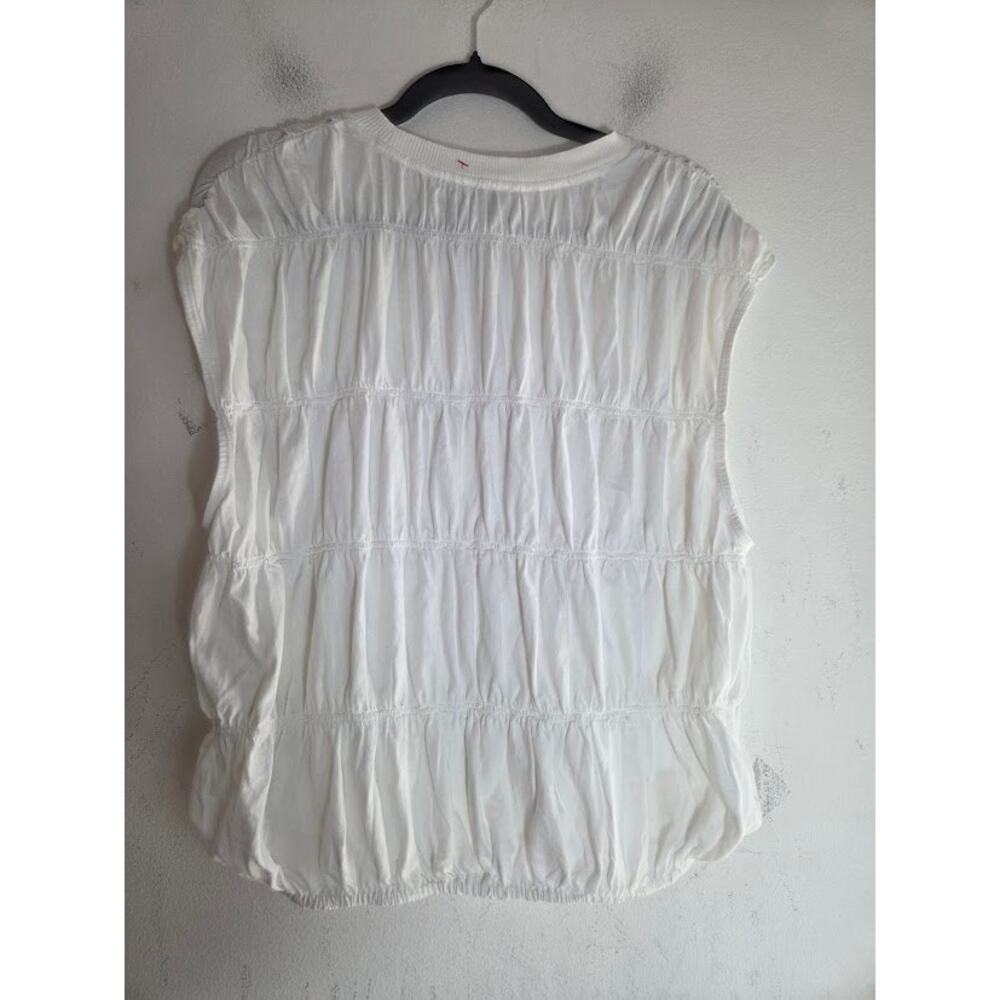 Maeve Anthropologie White 100% Cotton Tiered Smocked Bubble Tee size Medium - Picture 5 of 7